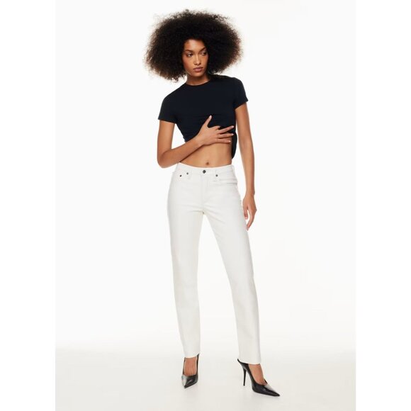 NWT AGOLDE Lyle Lace White Recycled Leather High Rise Straight Pants, Size 24 - Picture 1 of 16